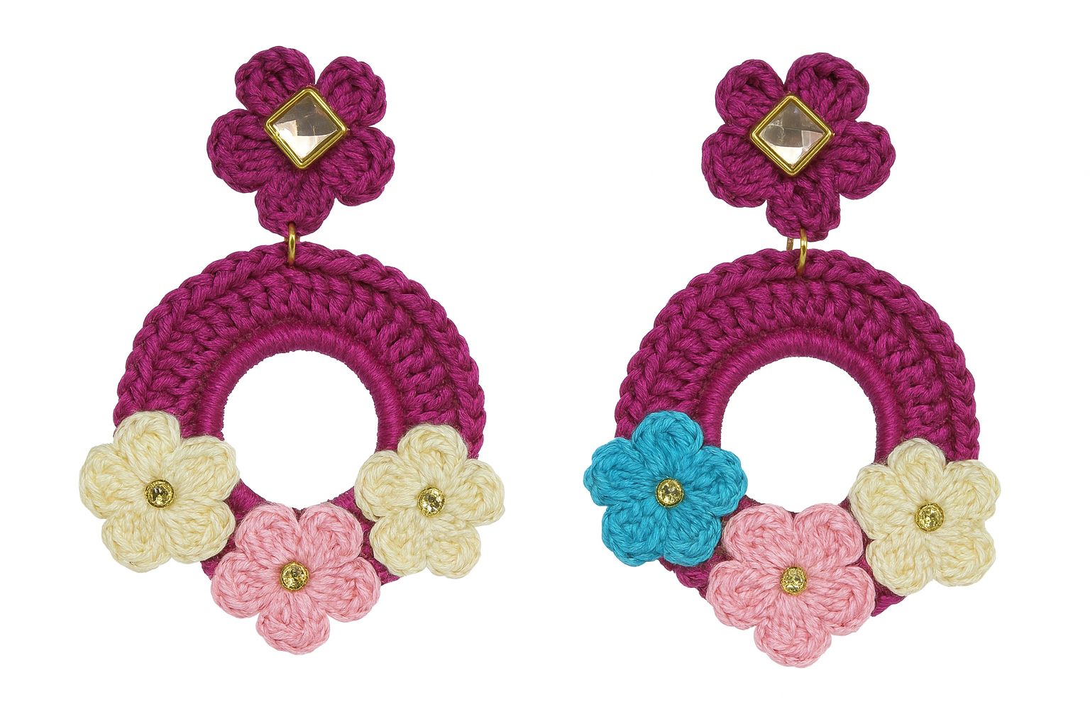 Crochet Bloom Hoop Earrings