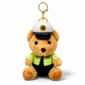 Brown Traffic Teddy Plush Bag Charm with Green Uniform