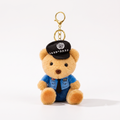 Brown Police Teddy Plush Bag Charm with Blue Uniform