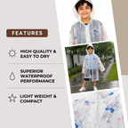 Clear Kids Raincoat with Blue Pink Bear Print