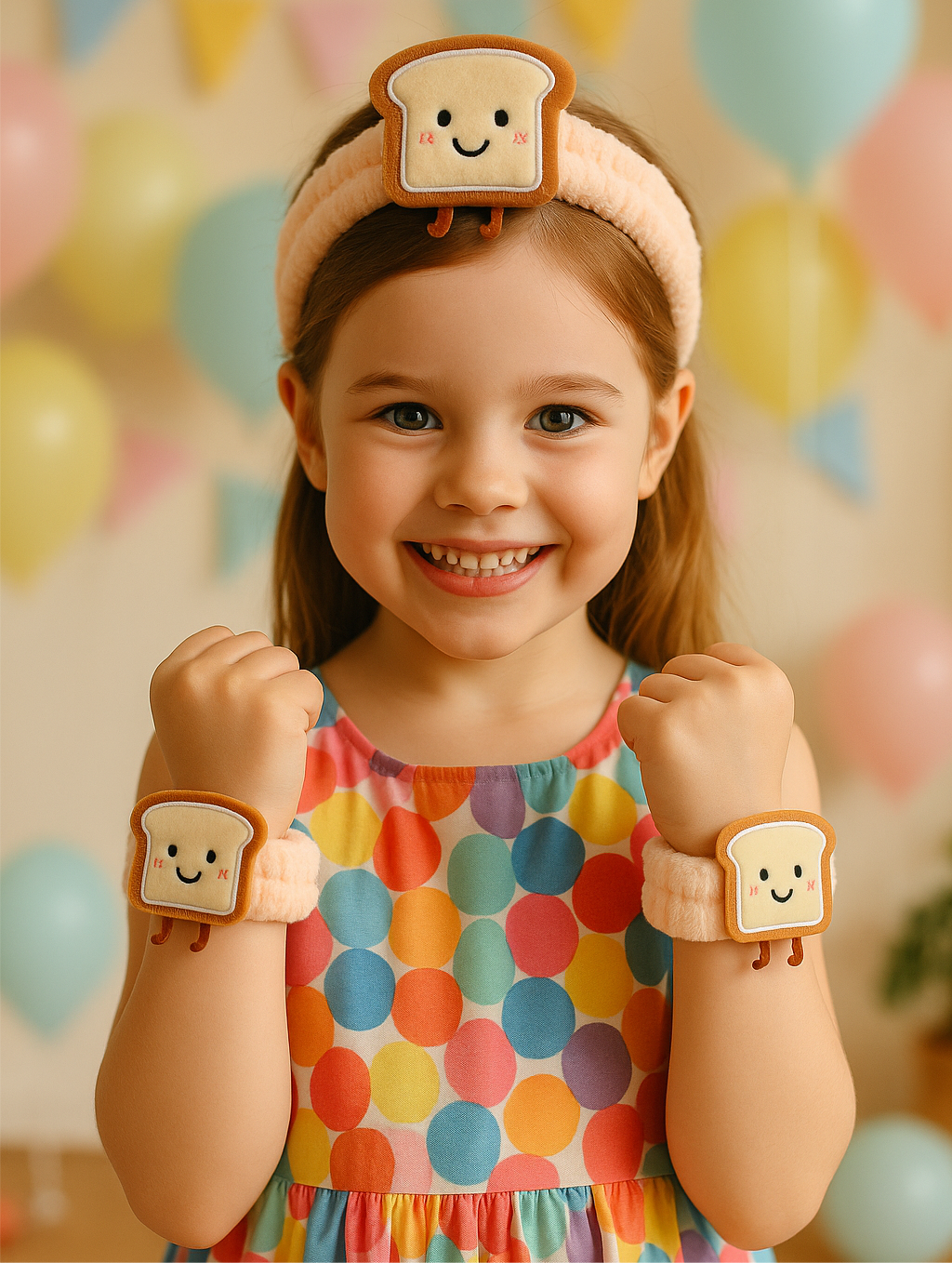 Cartoon Headband & Hand Band Set – Soft Hair & Wrist Bands