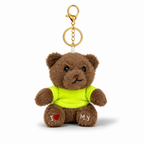 Brown Teddy Bear Plush Bag Charm with Neon Green T-Shirt