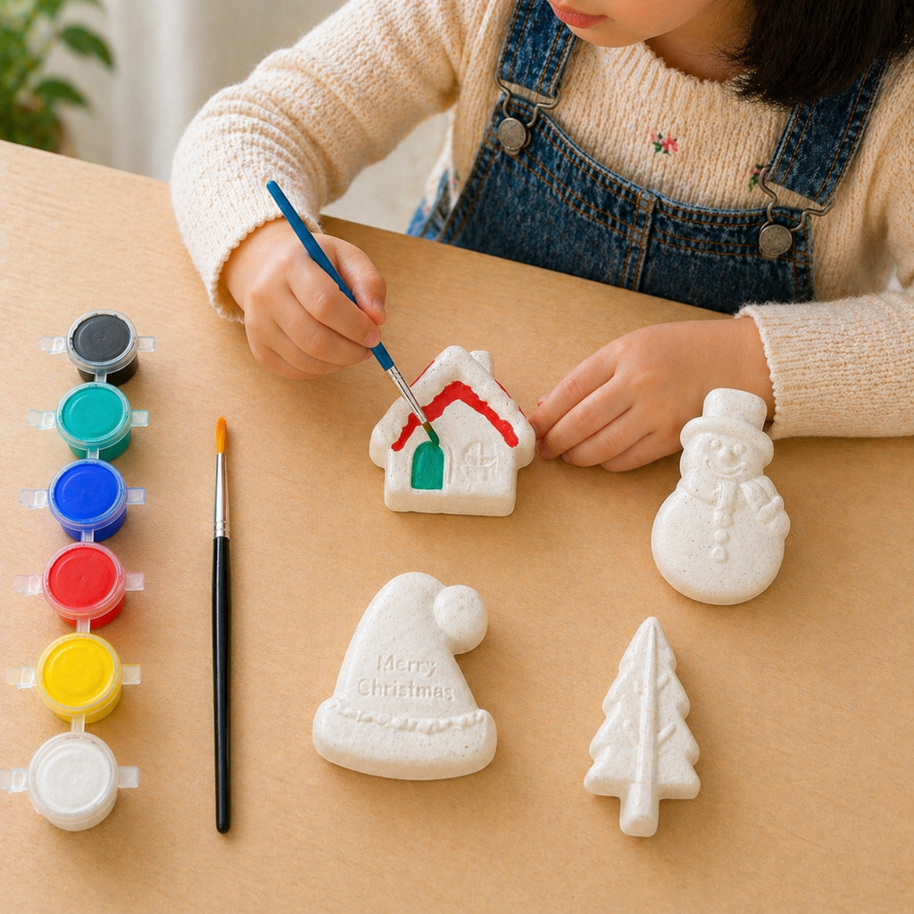 Festive DIY Painting Kit (Snowman, Winter House, Santa Hat with “Merry Christmas” & Pine Tree)
