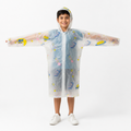 Clear Kids Raincoat with Blue Pink Space Print