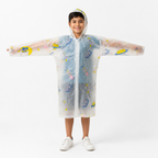 Clear Kids Raincoat with Blue Pink Space Print