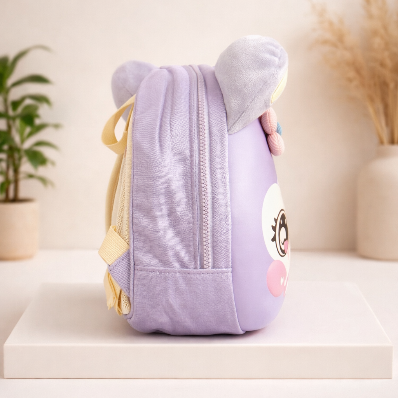 Purple Cartoon Cat Kids Backpack with 3D Hard Shell