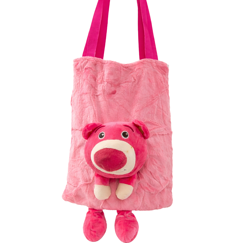 Pink Teddy Plush Tote Bag