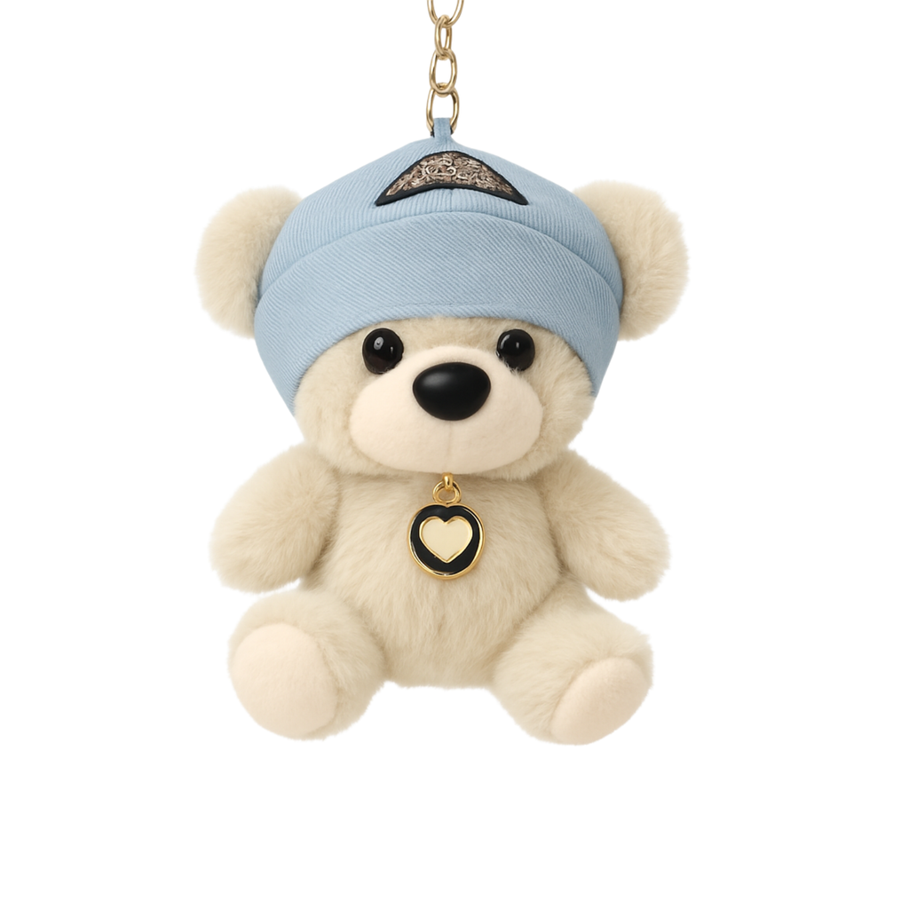 Teddy Bear with Hat Plush Keychain