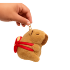 Capybara Plush Keychain with Red Bag