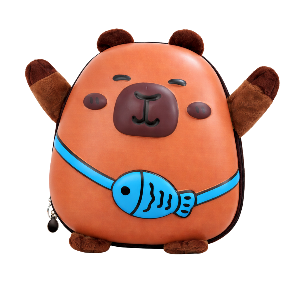 Capybara Kids Backpack 3D Hard Shell & Blue Fish Design