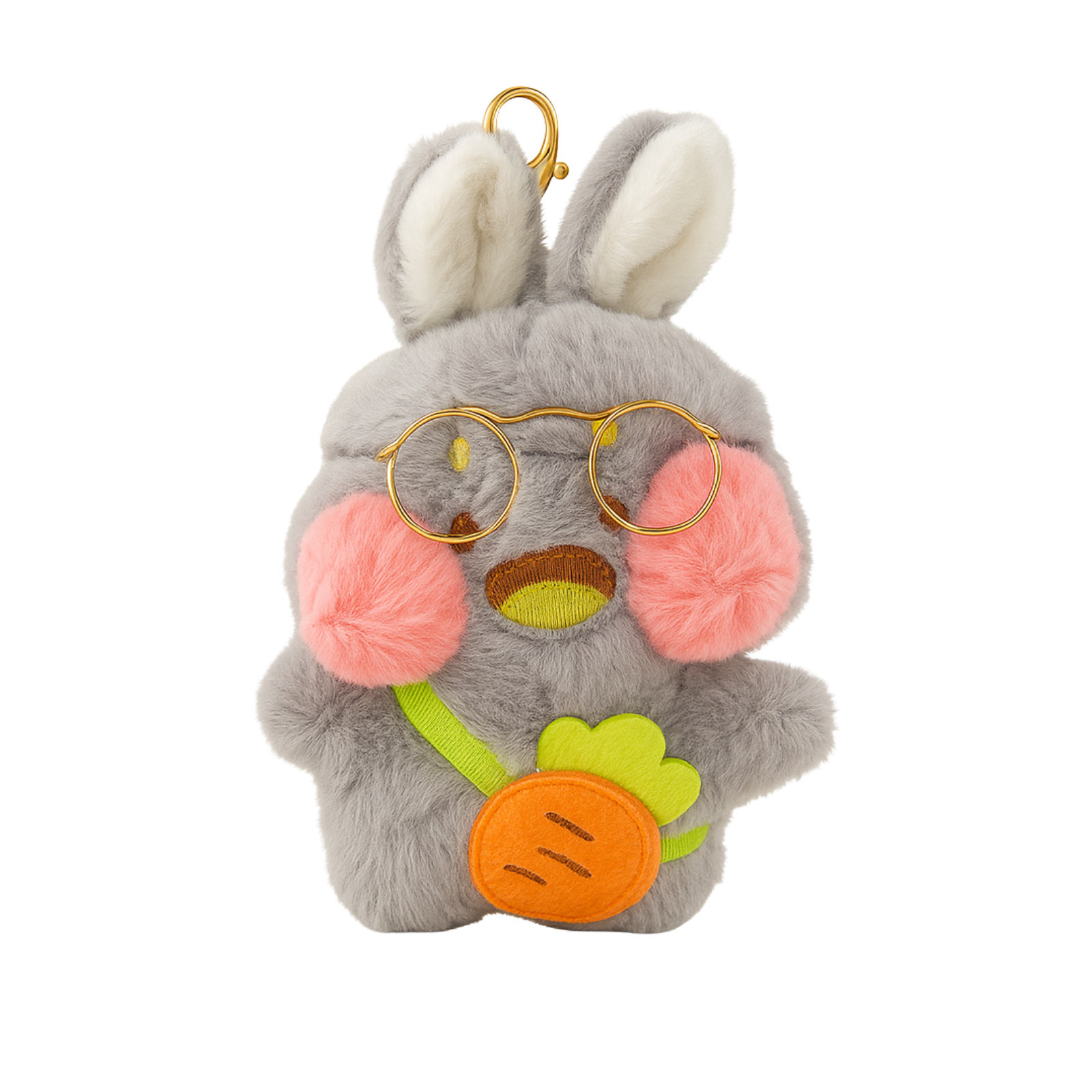 Nerdy Bunny Plush Keychain with Glasses