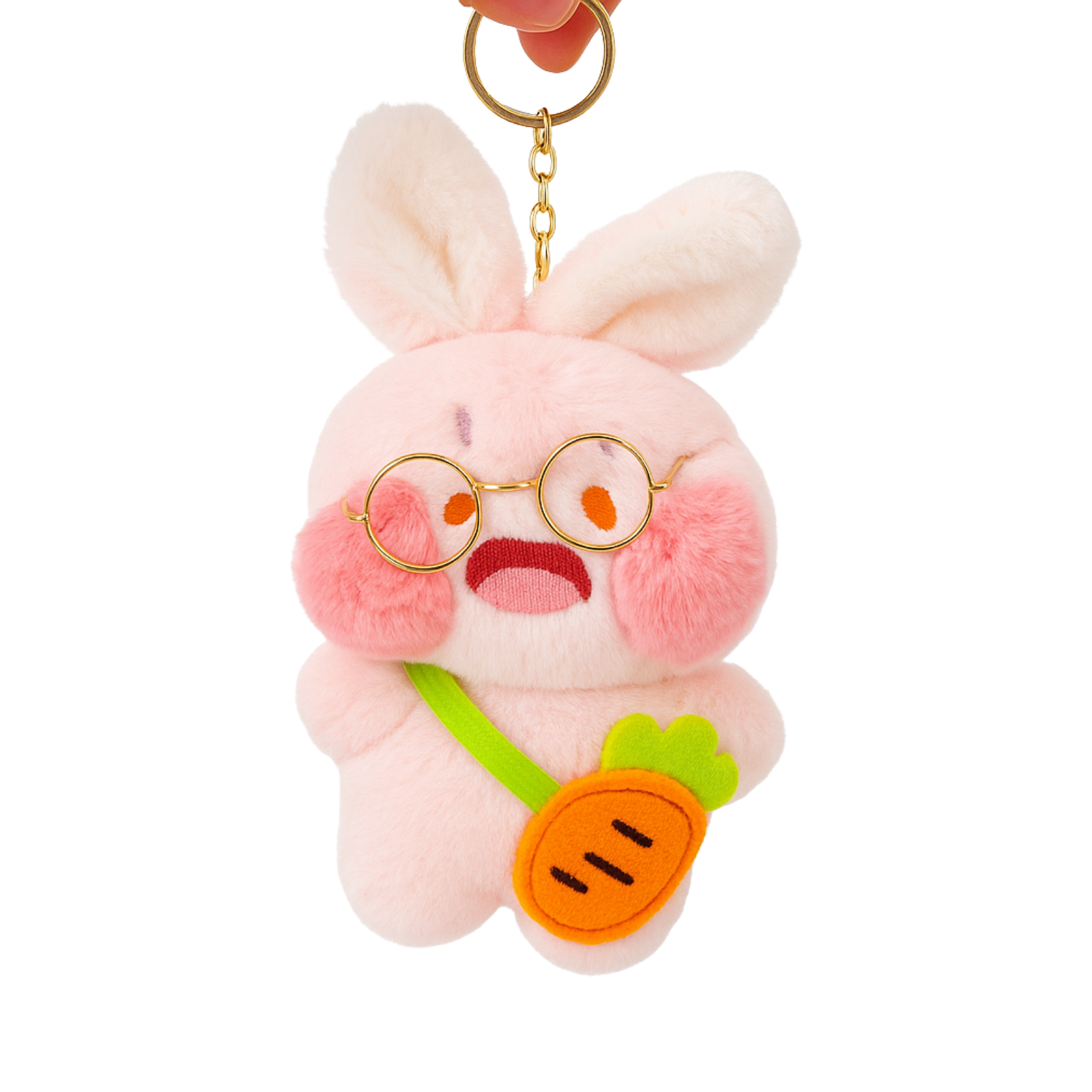 Nerdy Bunny Plush Keychain with Glasses