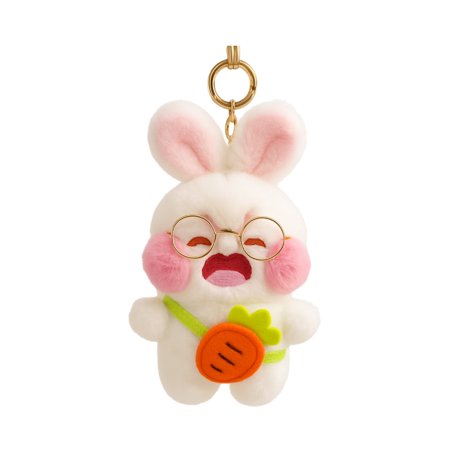 Nerdy Bunny Plush Keychain with Glasses