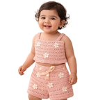 Winter Special Handmade Crochet Top & Shorts Set for Kids (2–4 Years)