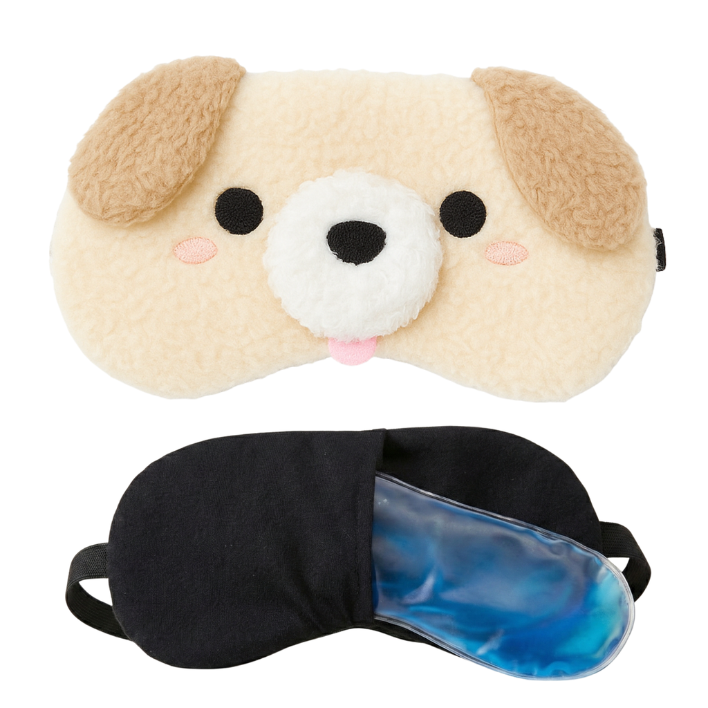 Kawaii Dog Sleep Eye Mask with Hot & Cold Gel Pad for Men, Women & Kids