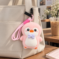 Pink Penguin Plush Keychain with Bow Tie