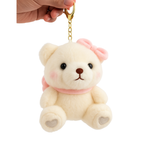 Teddy Bear with Bow Plush Keychain
