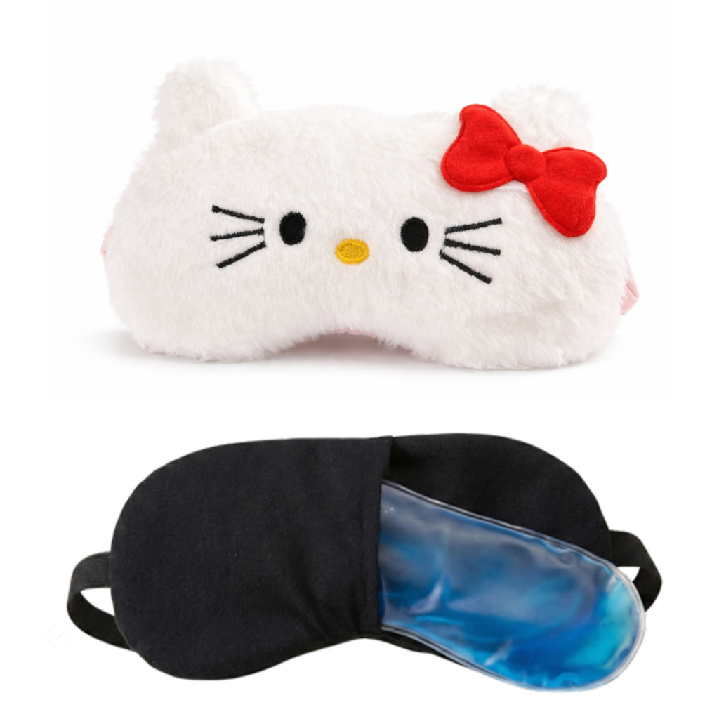 White Kitty Eye Mask with Hot & Cold Gel Pad