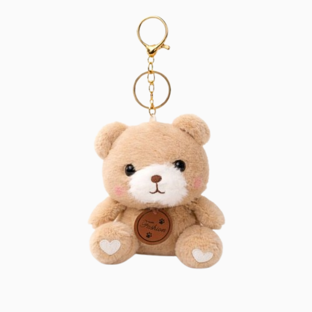 Cute Teddy Bear Plush Keychain with Soft Fluffy Fabric