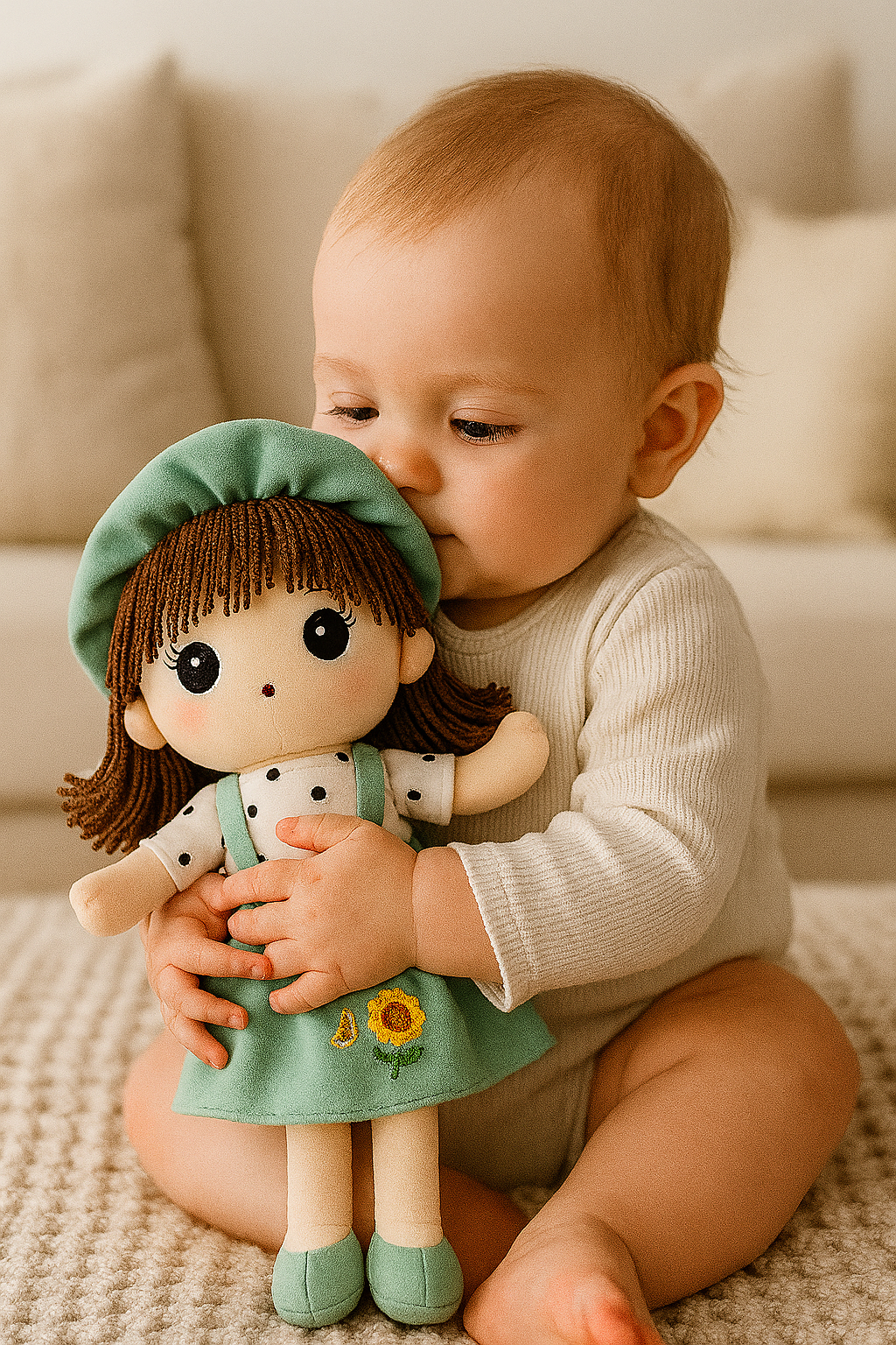Whumies Soft Fabric Girl Doll with Embroidered Dress