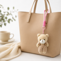 Beige Teddy Plush Keychain with Skin Overalls