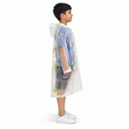 Clear Kids Raincoat with Blue Pink Space Print