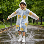 Clear Kids Raincoat with Yellow Lion Print