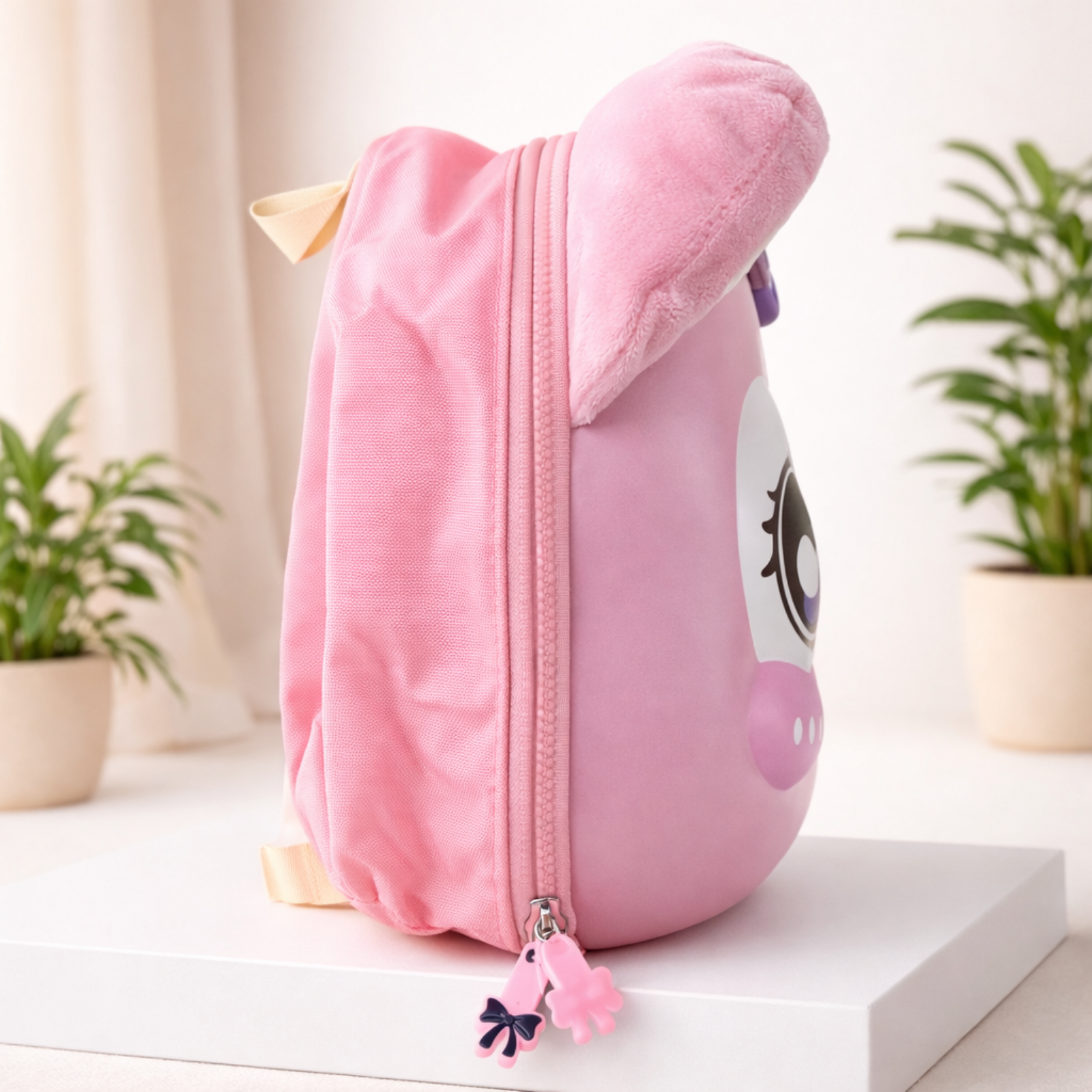 Pink Cartoon Cat Kids Backpack with 3D Hard Shell