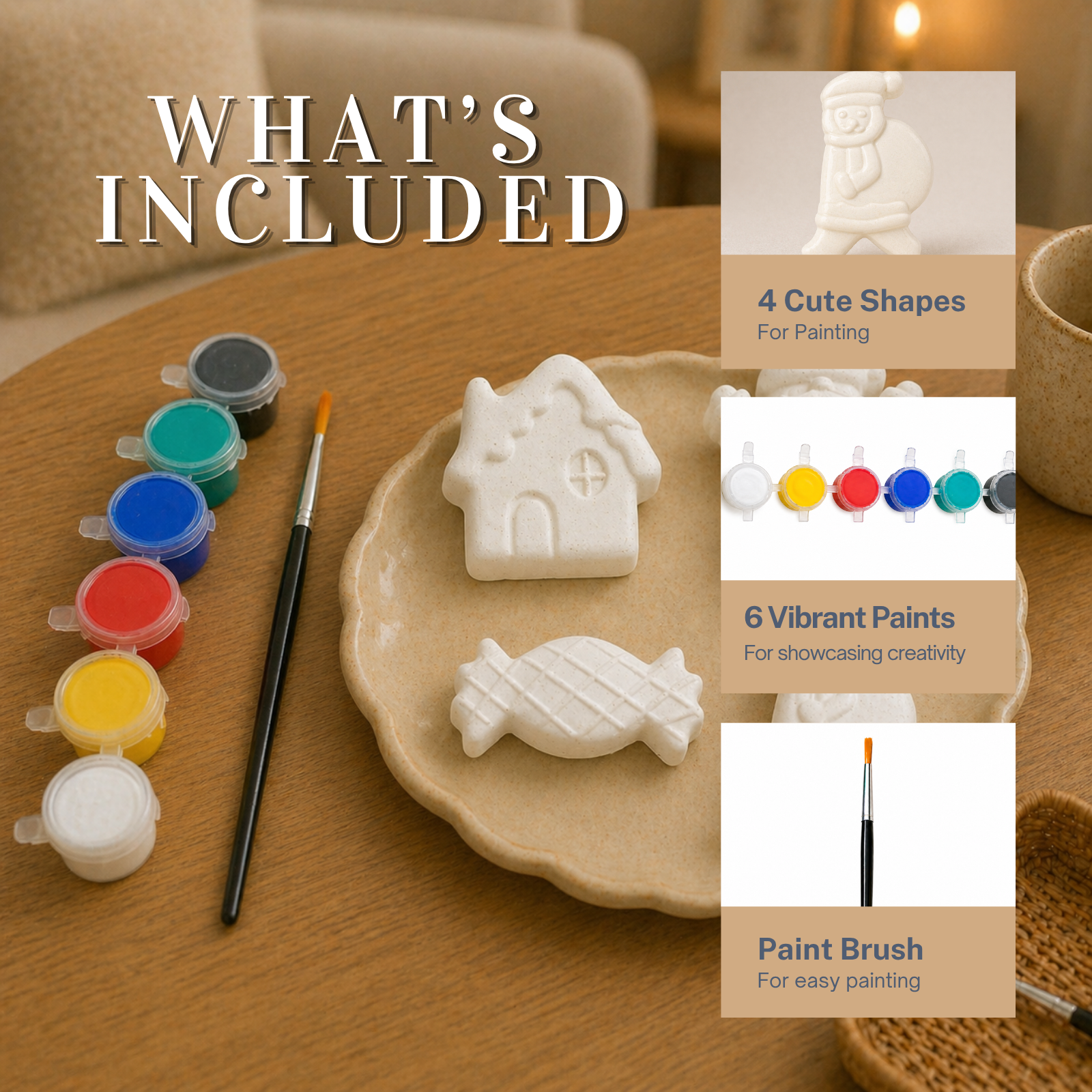 Festive DIY Painting Kit (Snowy House, Santa Claus, Santa Sack & Candy Sweet)