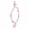 Pink & White Beaded Mobile Charm with Doll Pendant