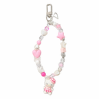 Pink & White Beaded Mobile Charm with Doll Pendant