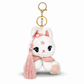 White Bunny Plush Bag Charm with Pink Cape & Pearl Detail