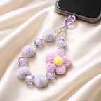 Pastel Crochet Flower Mobile Charm with Beads & Pom Poms