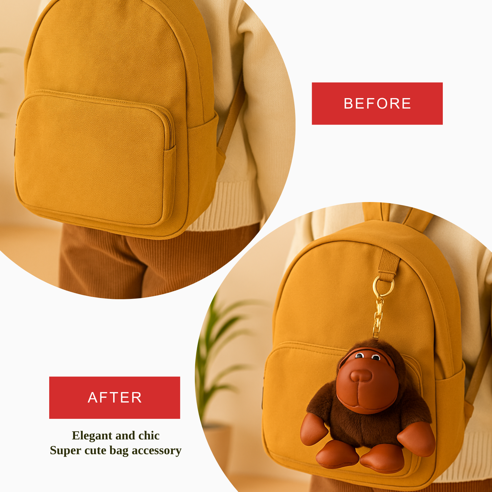 Brown Gorilla Plush Keychain