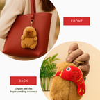 Capybara Plush Keychain with Red Bag