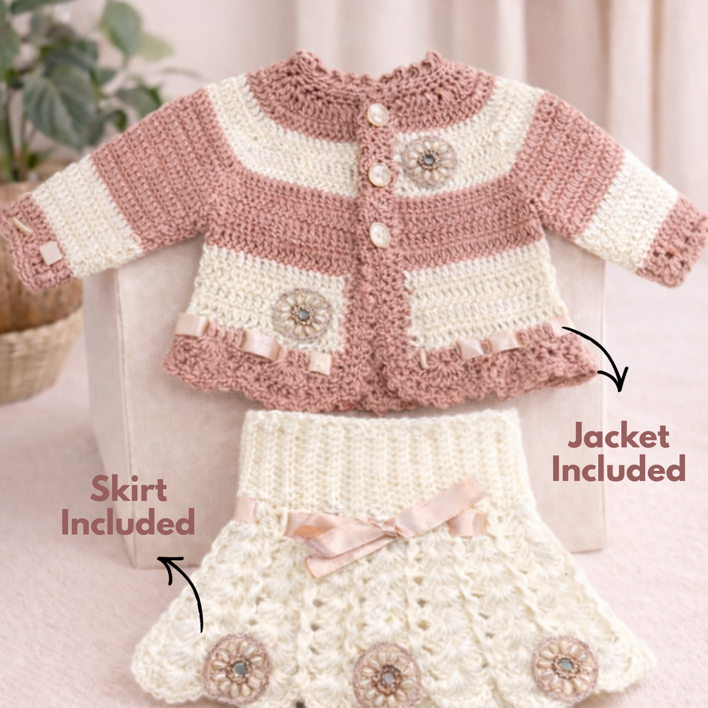 Winter Special Handmade Crochet Sweater & Skirt Set for Kids (2–4 Years)