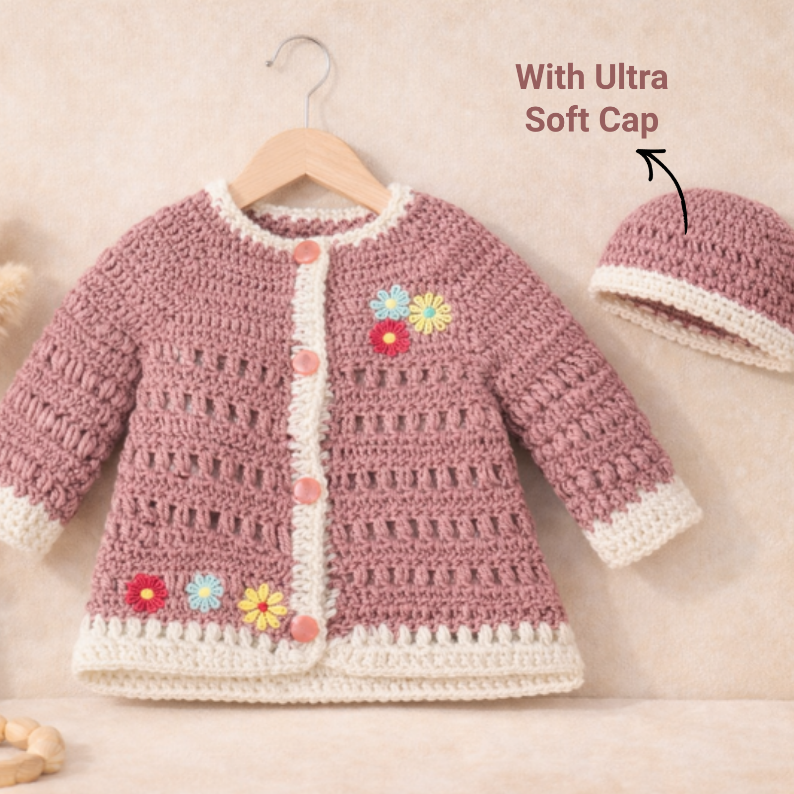 Winter Special Handmade Crochet Sweater & Cap Set for Kids (2–4 Years)
