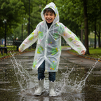 Clear Kids Raincoat with Green Frog Print