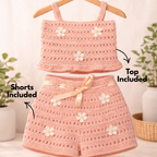 Winter Special Handmade Crochet Top & Shorts Set for Kids (2–4 Years)