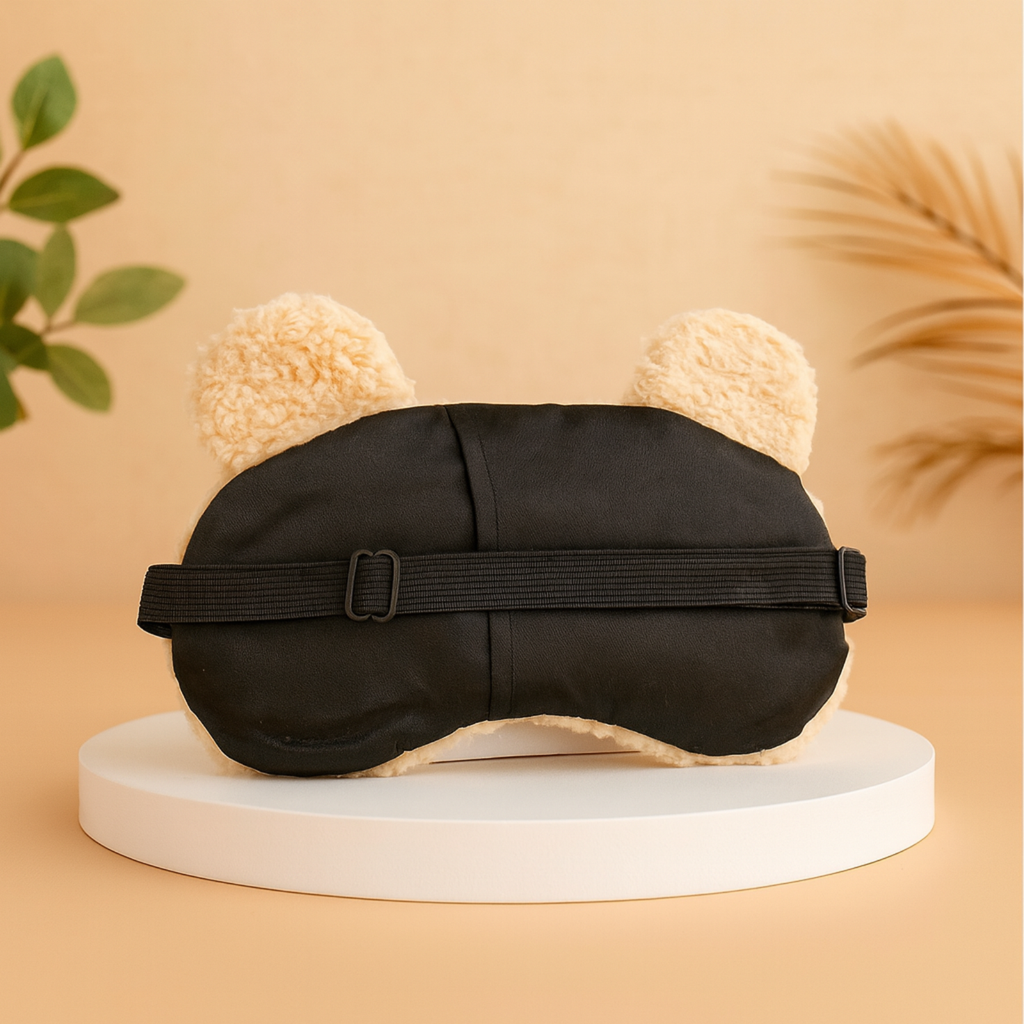 Plush Bear Sleep Eye Mask with Hot & Cold Gel Pad for Men Women Kids