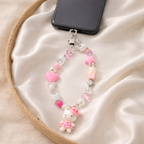 Pink & White Beaded Mobile Charm with Doll Pendant