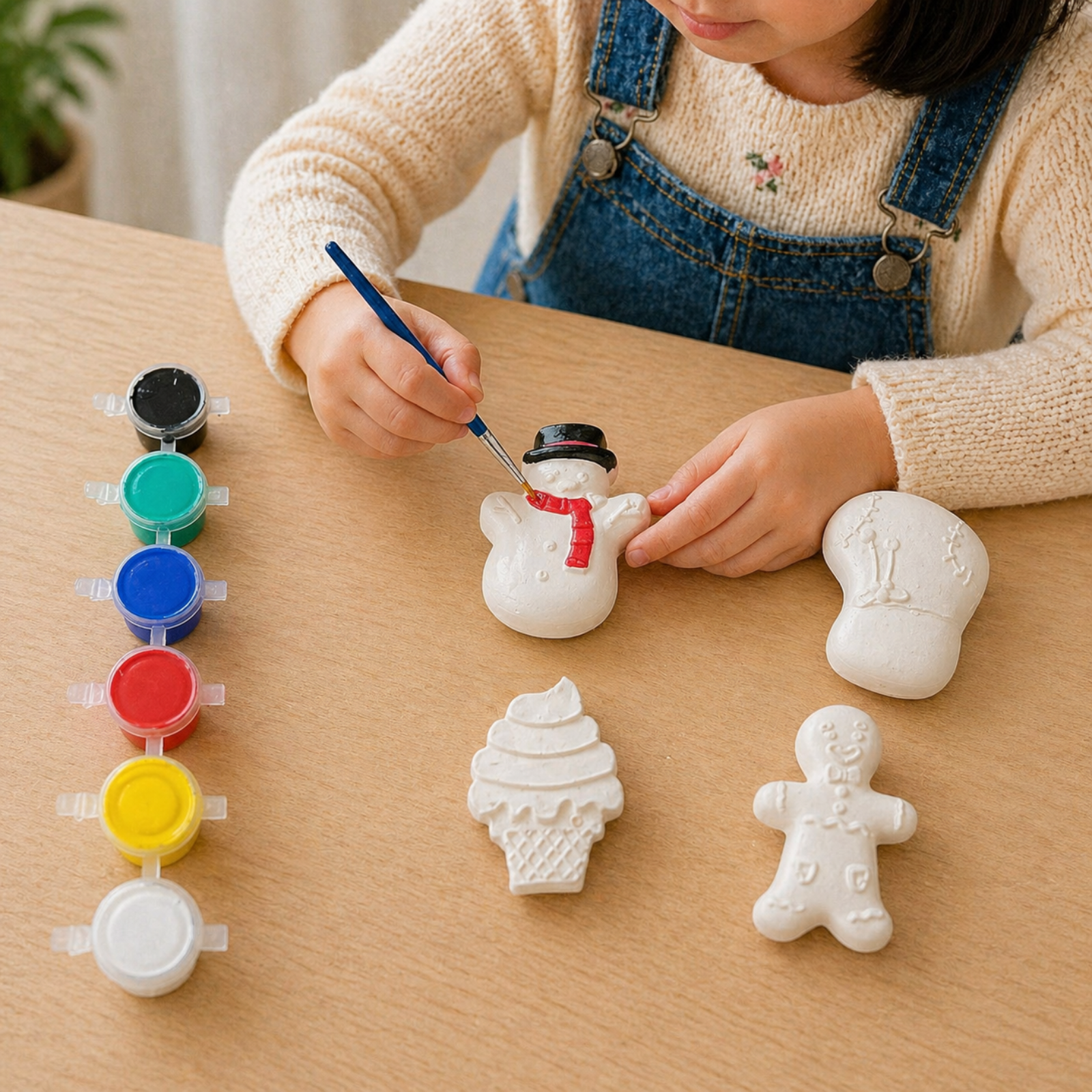 Festive DIY Painting Kit (Snowman, Winter Glove, Ice Cream Cone & Gingerbread Figure)