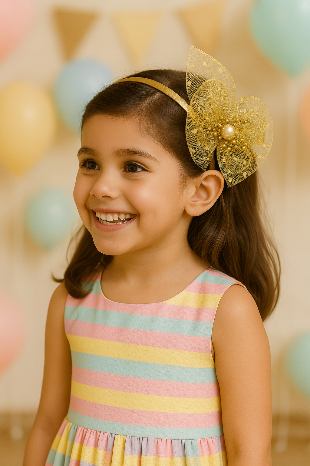 Whumies 2-in-1 Pearl Bow Hairband & Clip – White Designer convertible Headpiece for Girls