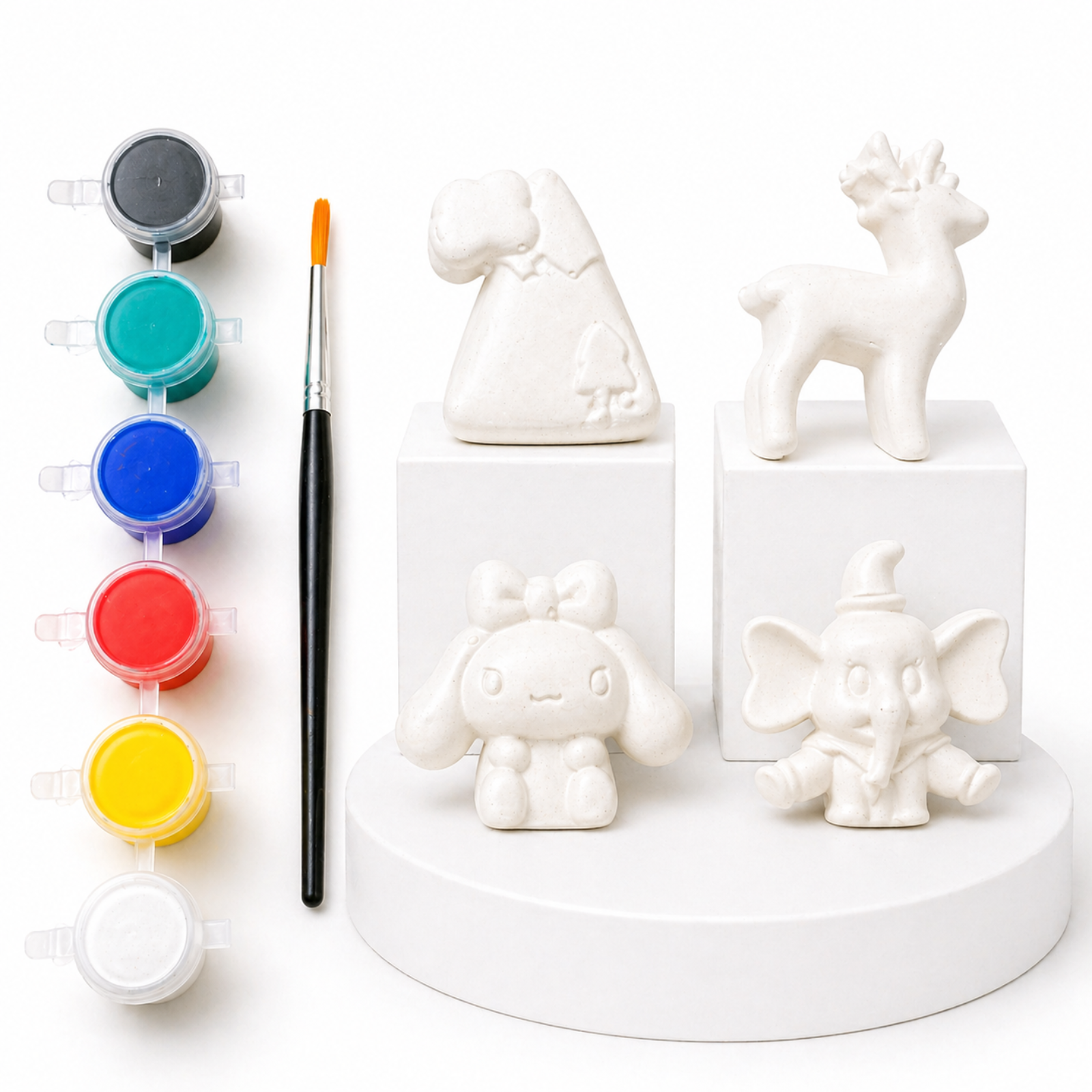 Character DIY Painting Kit (Bow Bunny Doll, Elephant with Hat, Reindeer & Winter Cap Character)