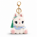 White Bunny Plush Bag Charm with Blue Cape & Tassel
