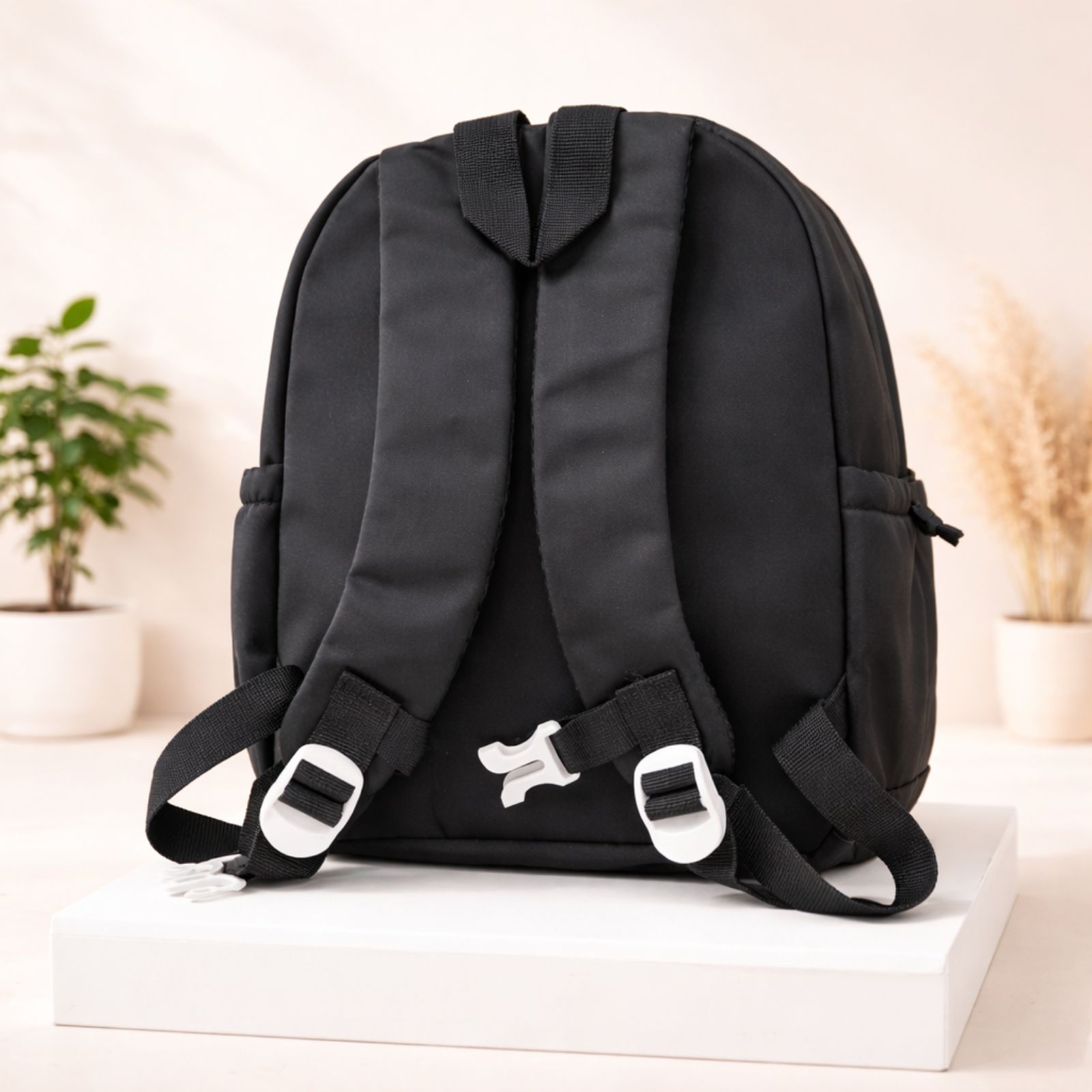 Donut Design Black Backpack with Chest Strap