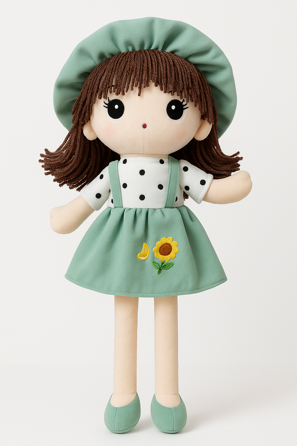 Whumies Soft Fabric Girl Doll with Embroidered Dress