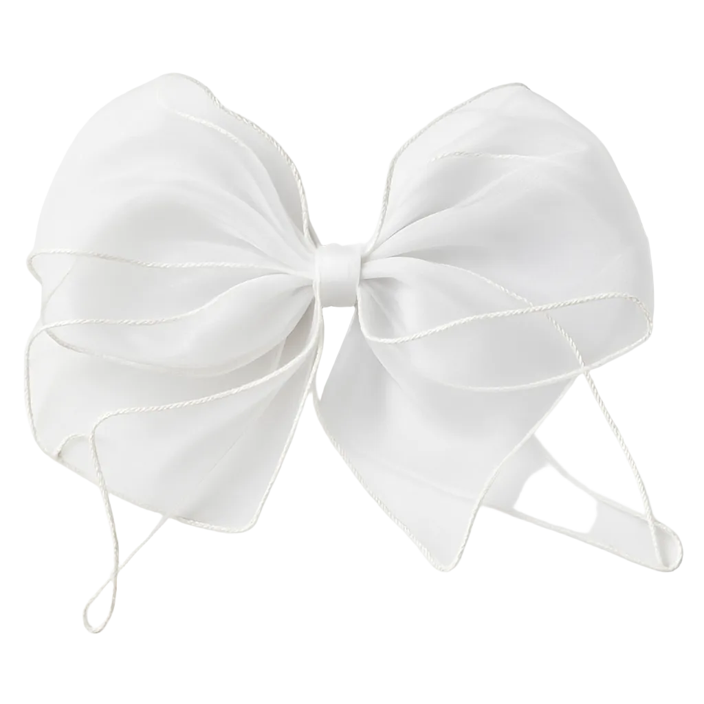 White bow-shaped headband on a white background