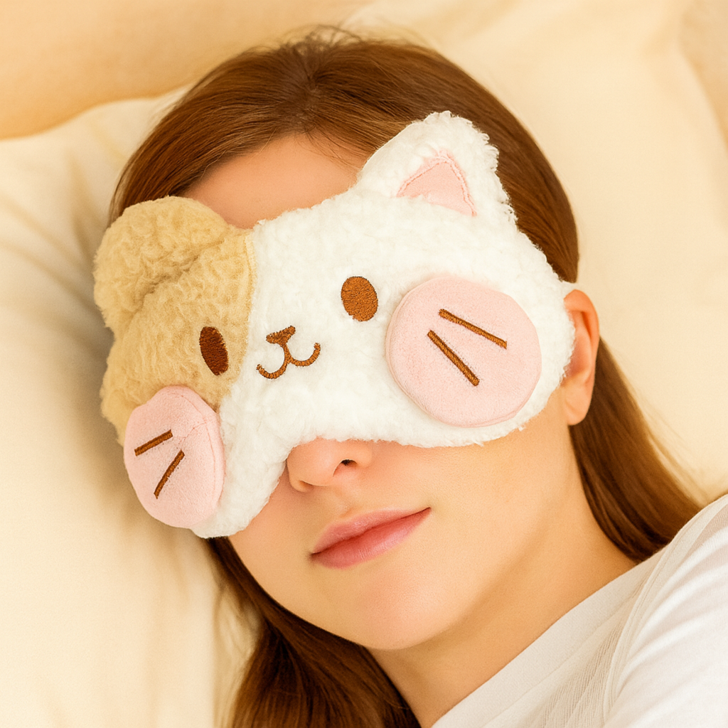 Plush Cat Sleep Eye Mask with Hot & Cold Gel Pad