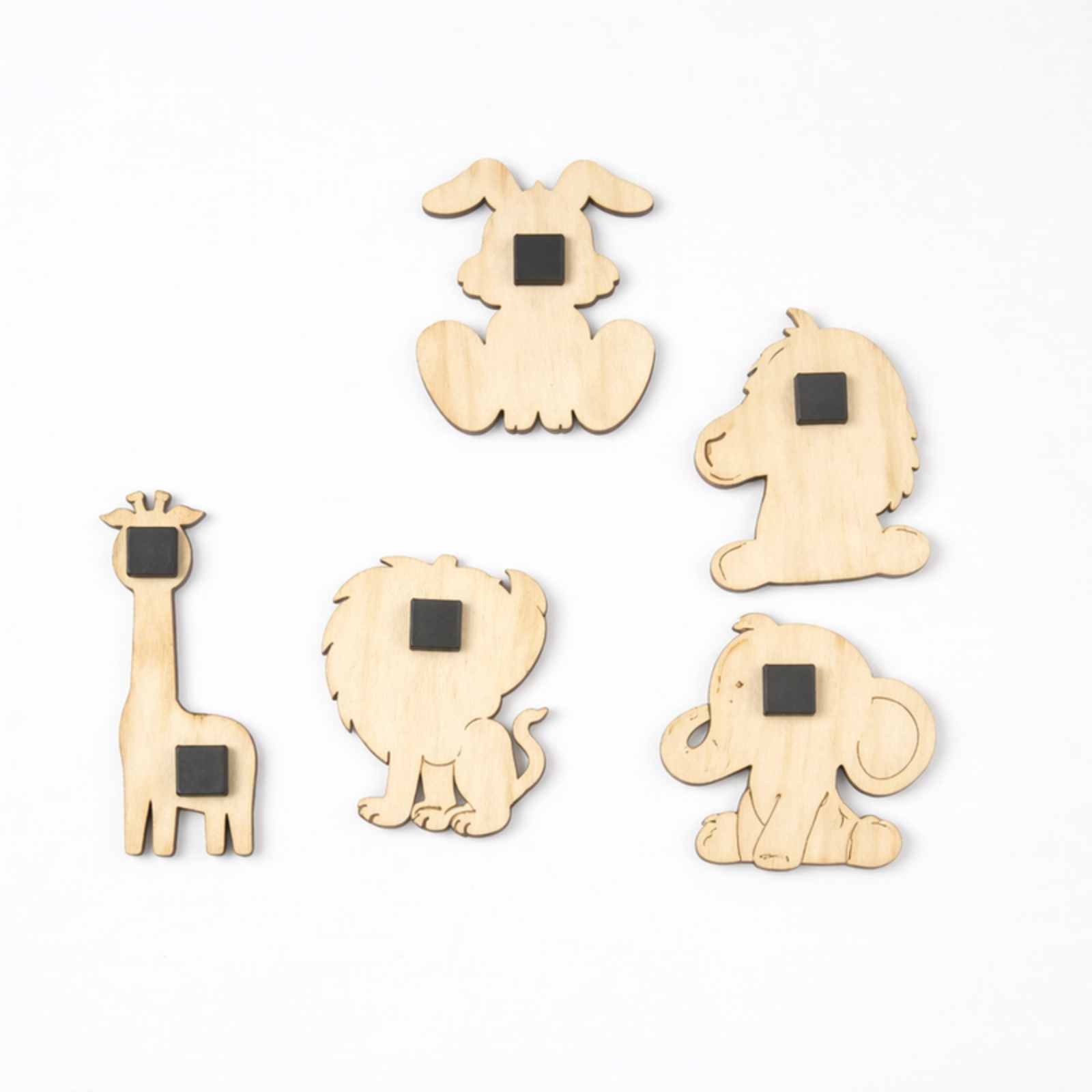 DIY Animal Painting Magnet Kit (5 Wooden Magnets + 6 Colors + 1 Brush)